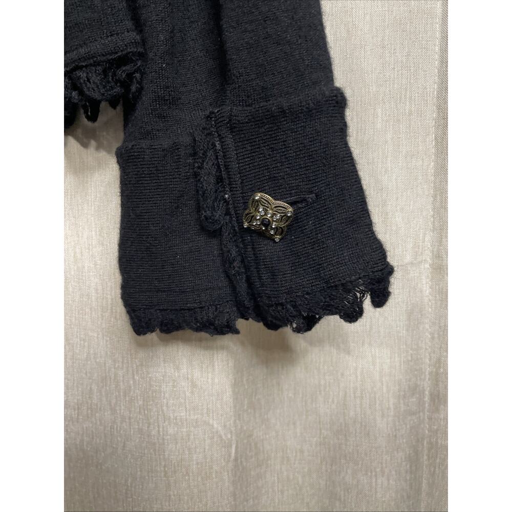 e by ECI Wool Blend Women’s Fringed Collared Cardigan w/Buttons/Pockets Size XL - Picture 4 of 8